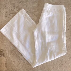 REBECCA TAYLOR Linen Wide Leg Pants w/ Crochet Side